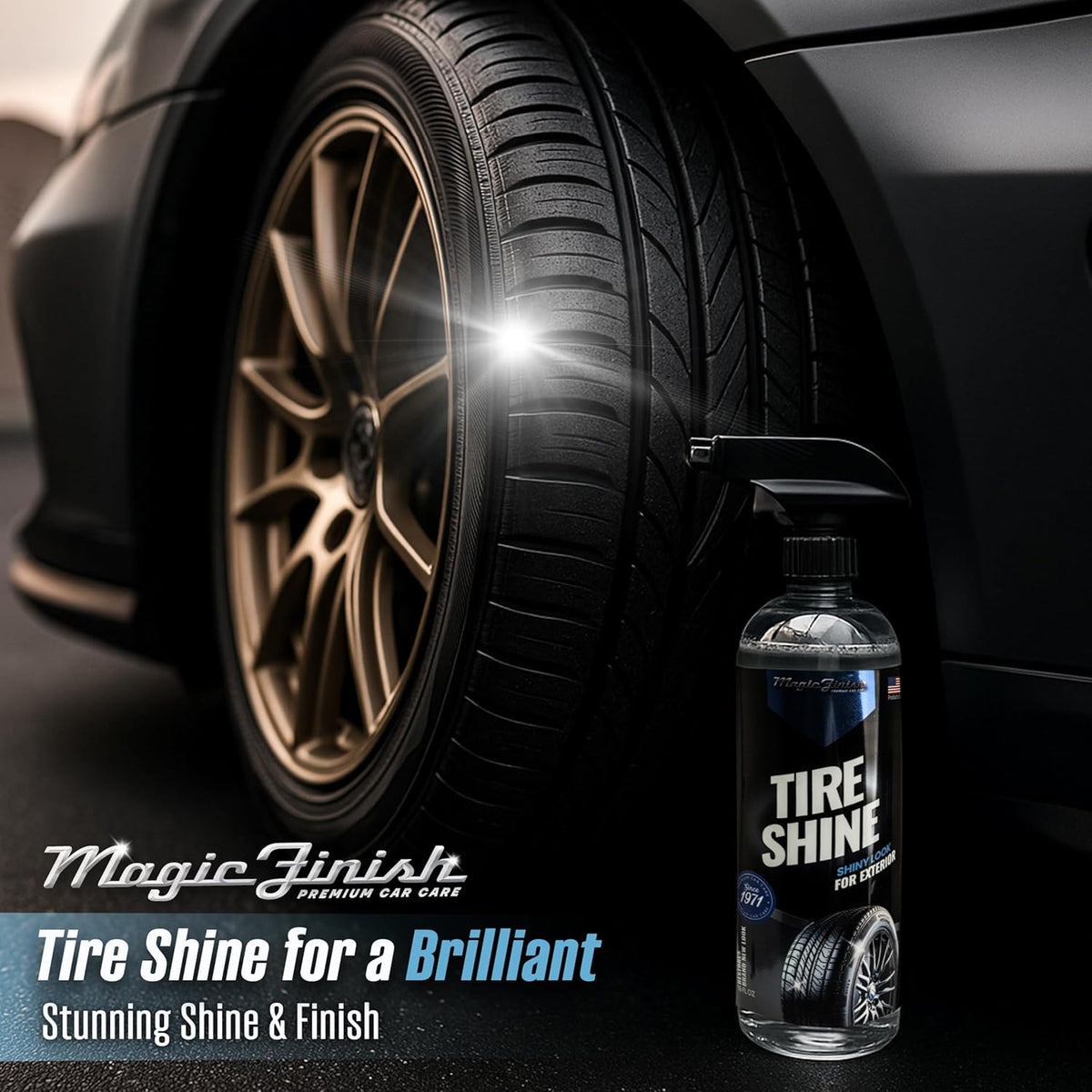 Magic Finish Wheel Cleaner (16 fl oz) – Premium Wheel Cleaner Spray for Brake Dust and Grime with Fast Cling Formula – Car Cleaning Supplies for Chrome, Alloy, Painted Wheels & Powder-Coated Finishes