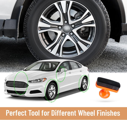 BABYSHEEP Car Tire Shine Applicator,Large Vegan Tire Shine Brush - Automotive Tire Dressing Applicator Brush with Storage Stand for Tire Detailing & Car Wash Kit, Black, 3.6 Inch Length (Black)