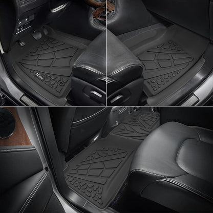 KARPAL Floor Mats for 2007-2013 Chevy Silverado & GMC Sierra 1500 Crew Cab / 2007-2014 2500/3500 HD(Footwell Coverage), All-Weather TPE Custom Fit Floor Liners Car Accessories