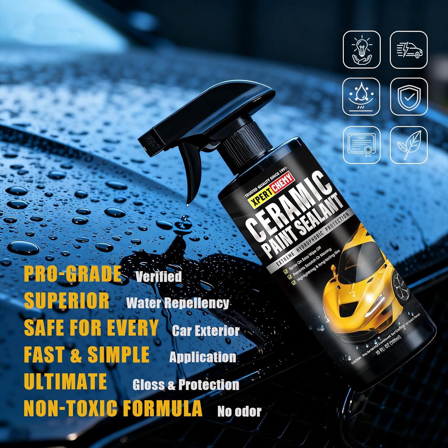 Ceramic Coating for Cars Polish, Paint Sealant Spray Enhancing Car Gloss and Color Depth, Hydrophobic Protection, Waterproof, Dustproof and Pollutant-Proof, High Shine Car Wax Coating Spray