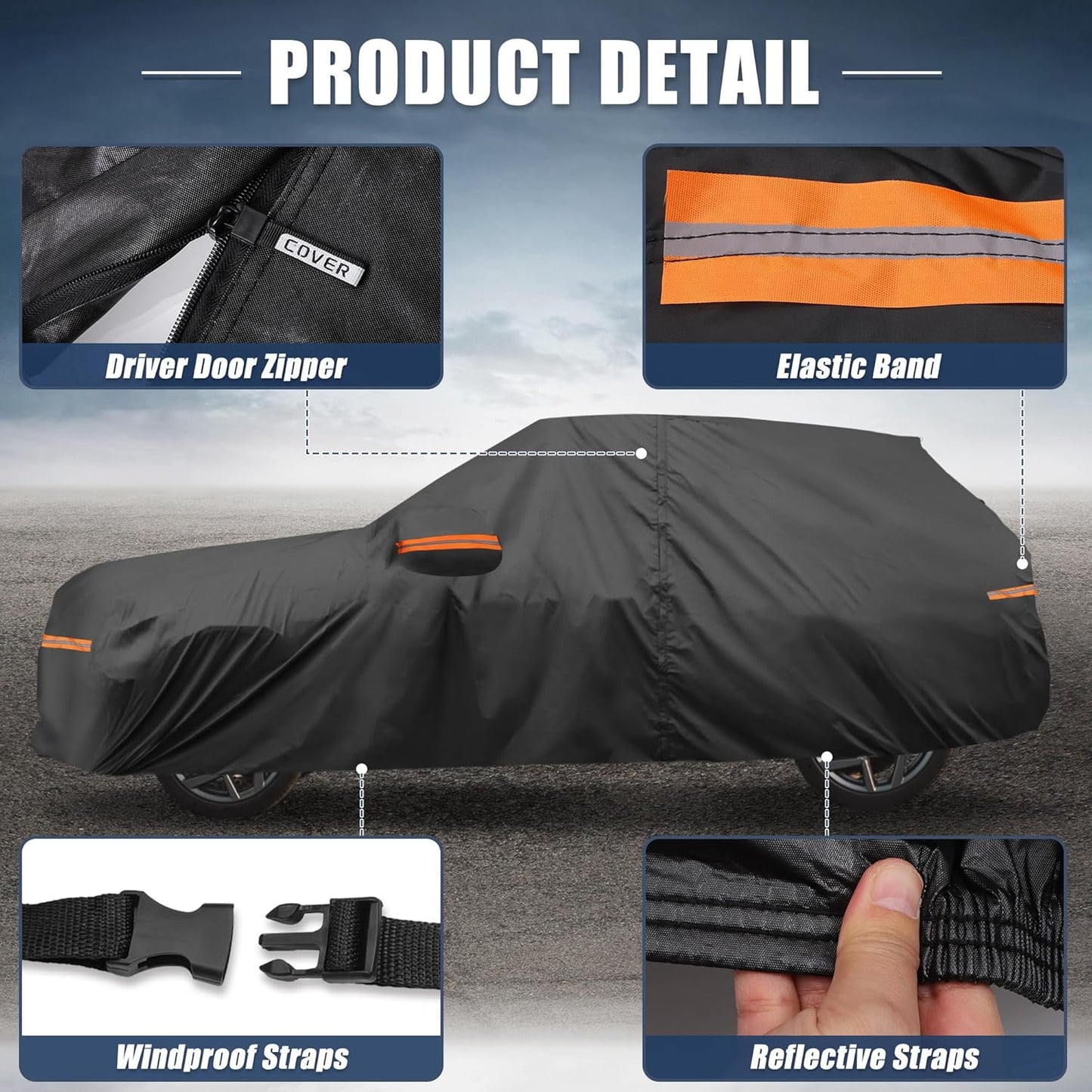 X AUTOHAUX Car Cover for Honda Civic Sedan/Coupe 210D-PU Outdoor Full Car Cover All Weather with Door Zipper for Waterproof Windproof Sun Rain Snow Protection