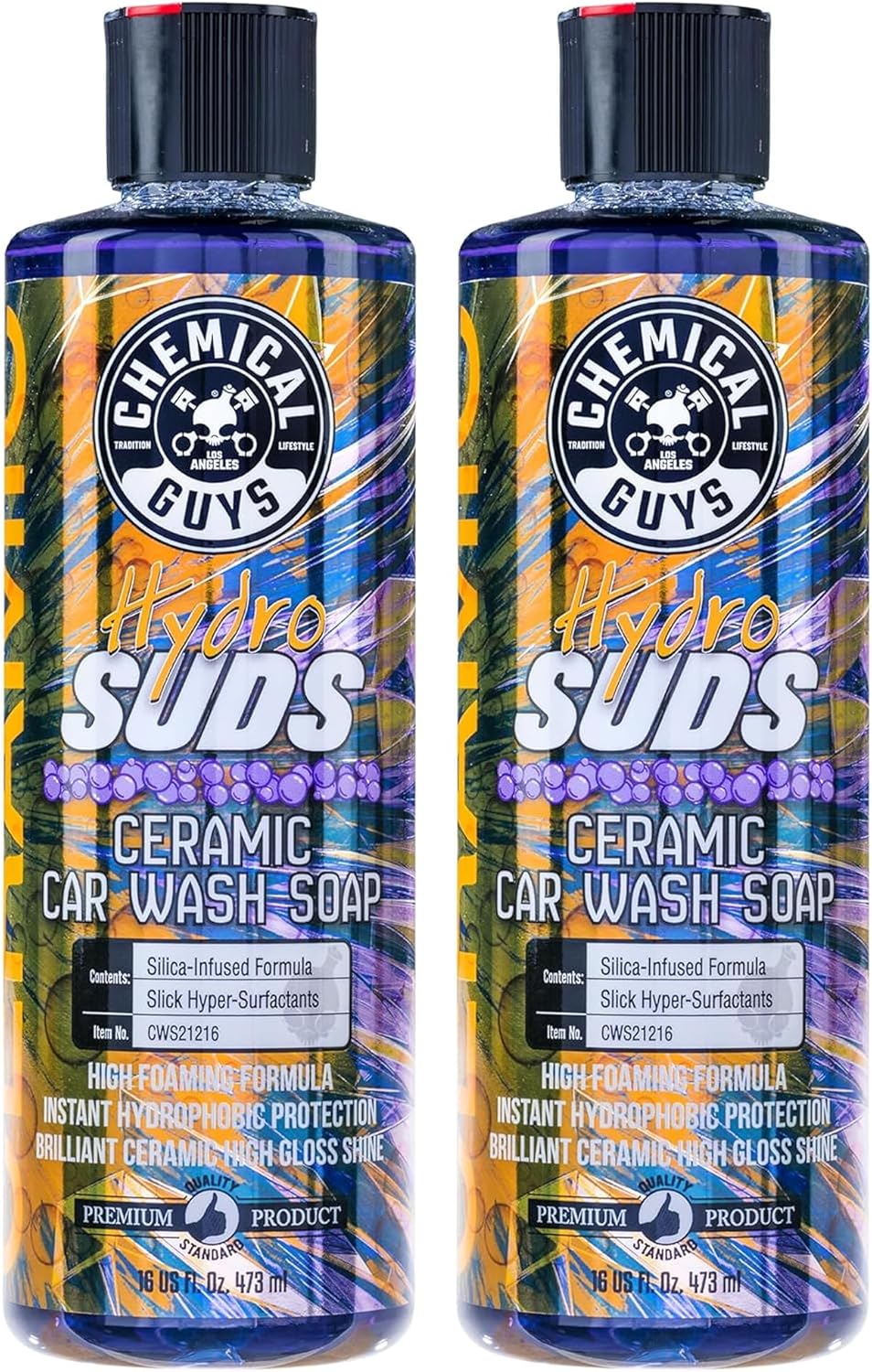 Chemical Guys HydroSuds Ceramic, Shine High Foaming Car Wash Soap - Foam Cannon Soap, Works with Foam Guns or Bucket Washes for Cars, Trucks, Motorcycles, RVs, and More, Berry Scent - 16 oz