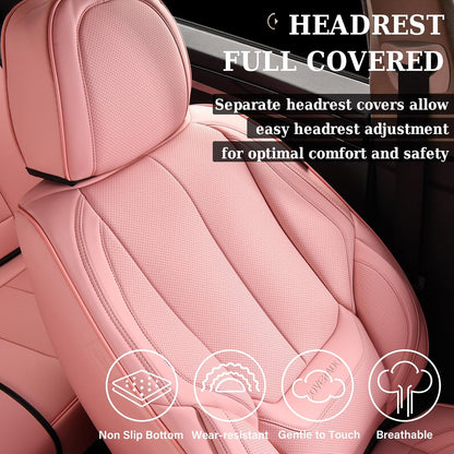 Coverado Seat Covers Full Set, Black Seat Covers for Cars 5 Seats, Car Seat Protector, Waterproof Nappa Leather Car Seat Cushion, Front and Rear Car Seat Cover Fit for Most Sedans SUV Pick-up Truck - Colors A