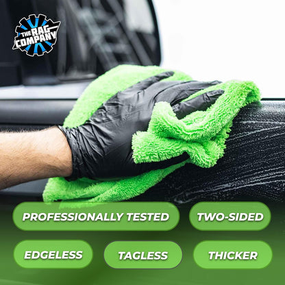 The Rag Company - Creature Edgeless Auto Detailing Towels (10-Pack) Professional 70/30 Blend, Dual-Pile Plush Microfiber, Buffing & Polishing, 420gsm, 16in x 16in, Black