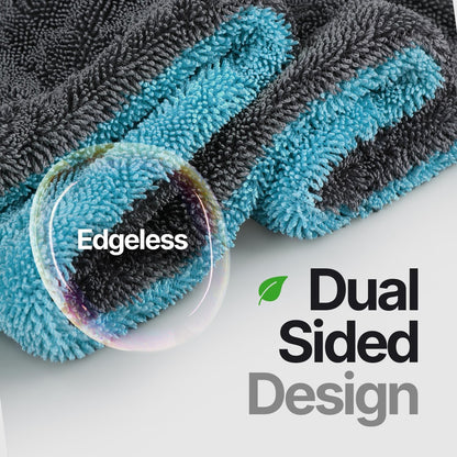 Crystal Clean 1300GSM Car Drying Towel - XL (24x36) Microfiber Towels for Cars with Double Twisted Loop, Professional Detailing Towel for Car Detailers - Quick Dry, Paint Safe & Swirl-Free