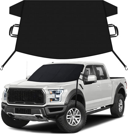 EcoNour Windshield Cover for Ice and Snow - Universal Fit for Car, SUV, Truck, Heavy Duty 600D Oxford Fabric Frost Protector for Ice & Sleet, Includes Anti-Theft Straps, Medium (69"x42")