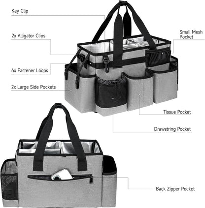 Cleaning Caddy Bag, Cleaning Supplies Organizer for Housekeepers, Housekeeping Caddy with Handle and Detachable Padded Cushion, Black
