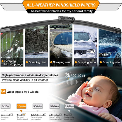 AUTOBOO 3-Pack Windshield Wiper Blades for Subaru Outback 2020-2025, Original Equipment Replacement 26"+18" Front and 16" Rear, All-Weather Performance, Easy One-Click Install