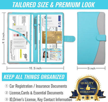 foryou Car Registration and Insurance Holder Car Document Holder Registration and Insurance Card Holder for Cards, Driver License & other Essential Documents(Purple Pink)