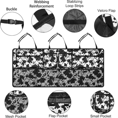 Femuar Car Trunk Organizer, Large Capacity Backseat Trunk Organizer (42"*18"), Collapsible Car Storage Bag with 8 Pockets, SUV/MPV/Truck - Black
