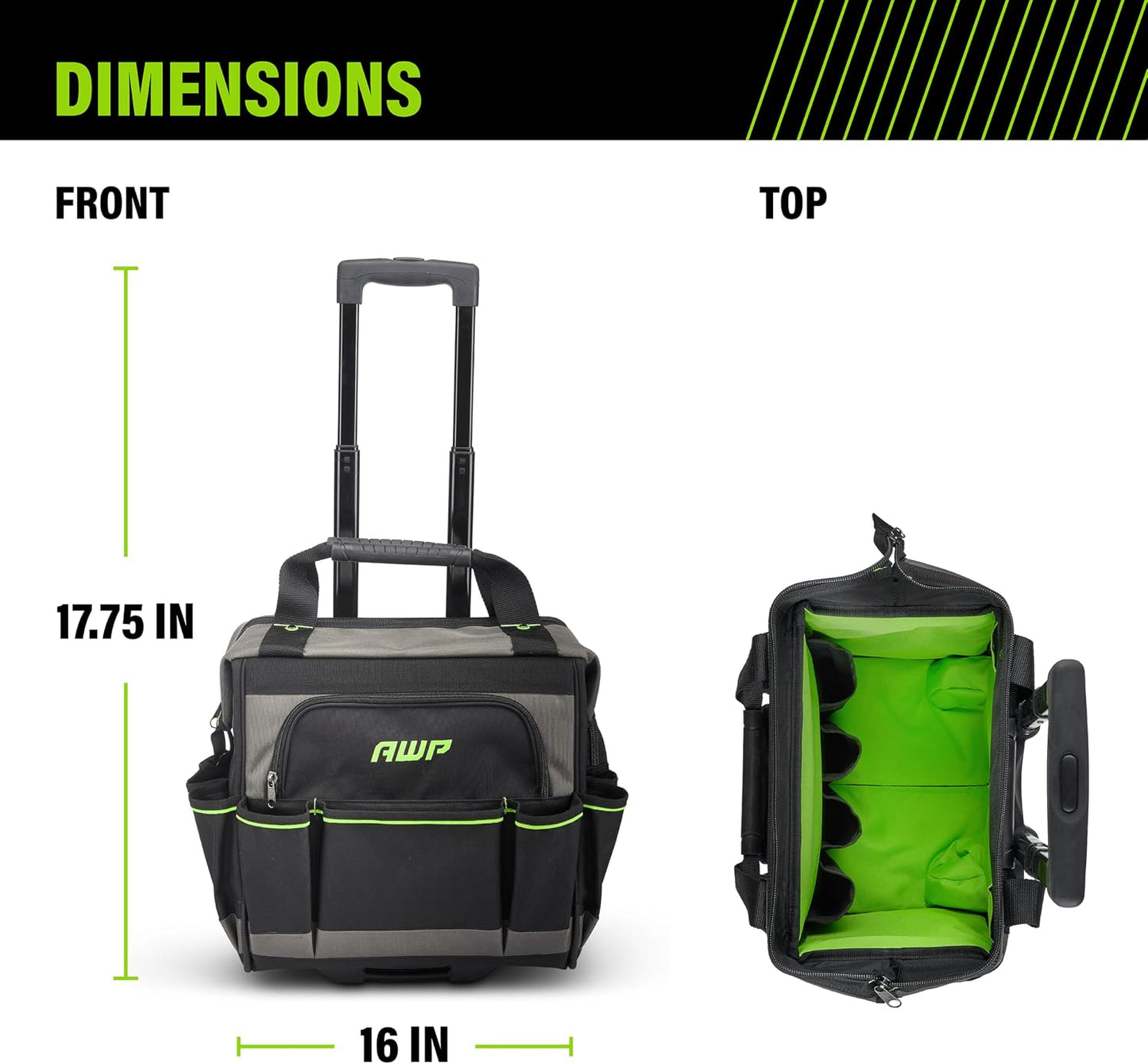 AWP Tool Bags, Premium Tool Bag, Black, Durable Tool Tote, for Professionals and Contractors