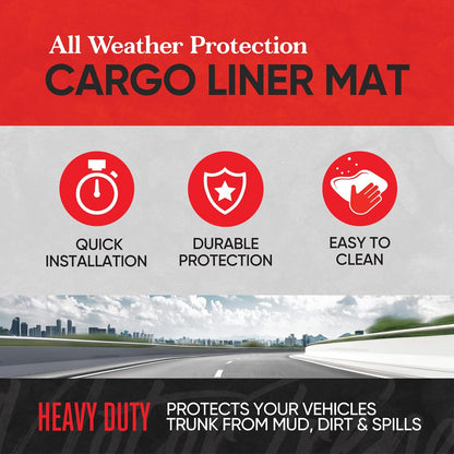 Motor Trend Heavy Duty Utility Cargo Liner Floor Mats for Car Truck SUV, Trimmable to Fit Trunk, All Weather Protection