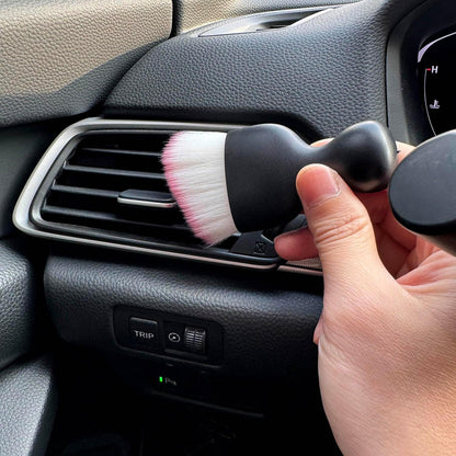 Car Detailing Brush, Soft Bristle Cleaning Brush, Scratch-Free Auto Duster Tool for Dashboard, Air Vents, Leather & Interior Cleaning (Black&Brown)