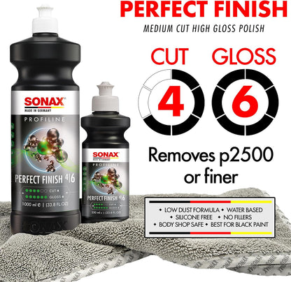 SONAX Perfect Finish 250ml | Scratch and Swirl Remover Polish | Machine Polish | Paint Correction Polish | High Gloss | Black Paint Polish | No Fillers Paint Correction | 8.45 fl. Oz