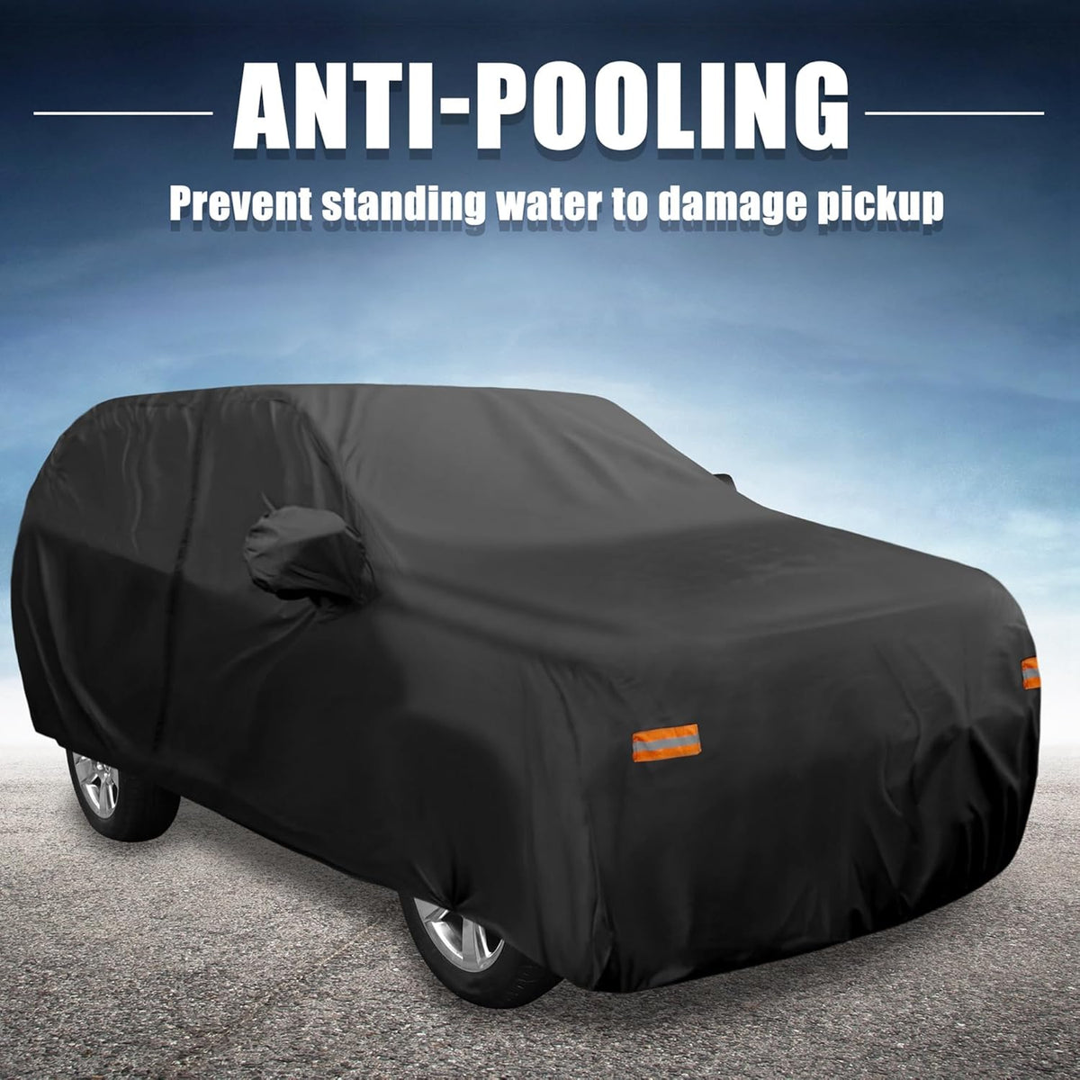 X AUTOHAUX SUV Car Cover for Chevrolet Tahoe 4 Door 2007-2024 Outdoor Waterproof Sun Rain Dust Wind Snow Protection 190T PU W/Driver Door Zipper Black
