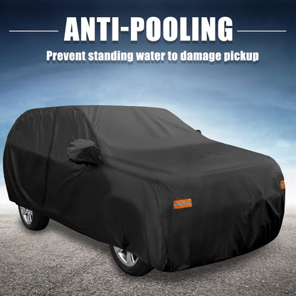 X AUTOHAUX SUV Car Cover for Chevrolet Tahoe 4 Door 2007-2024 Outdoor Waterproof Sun Rain Dust Wind Snow Protection 190T PU W/Driver Door Zipper Black