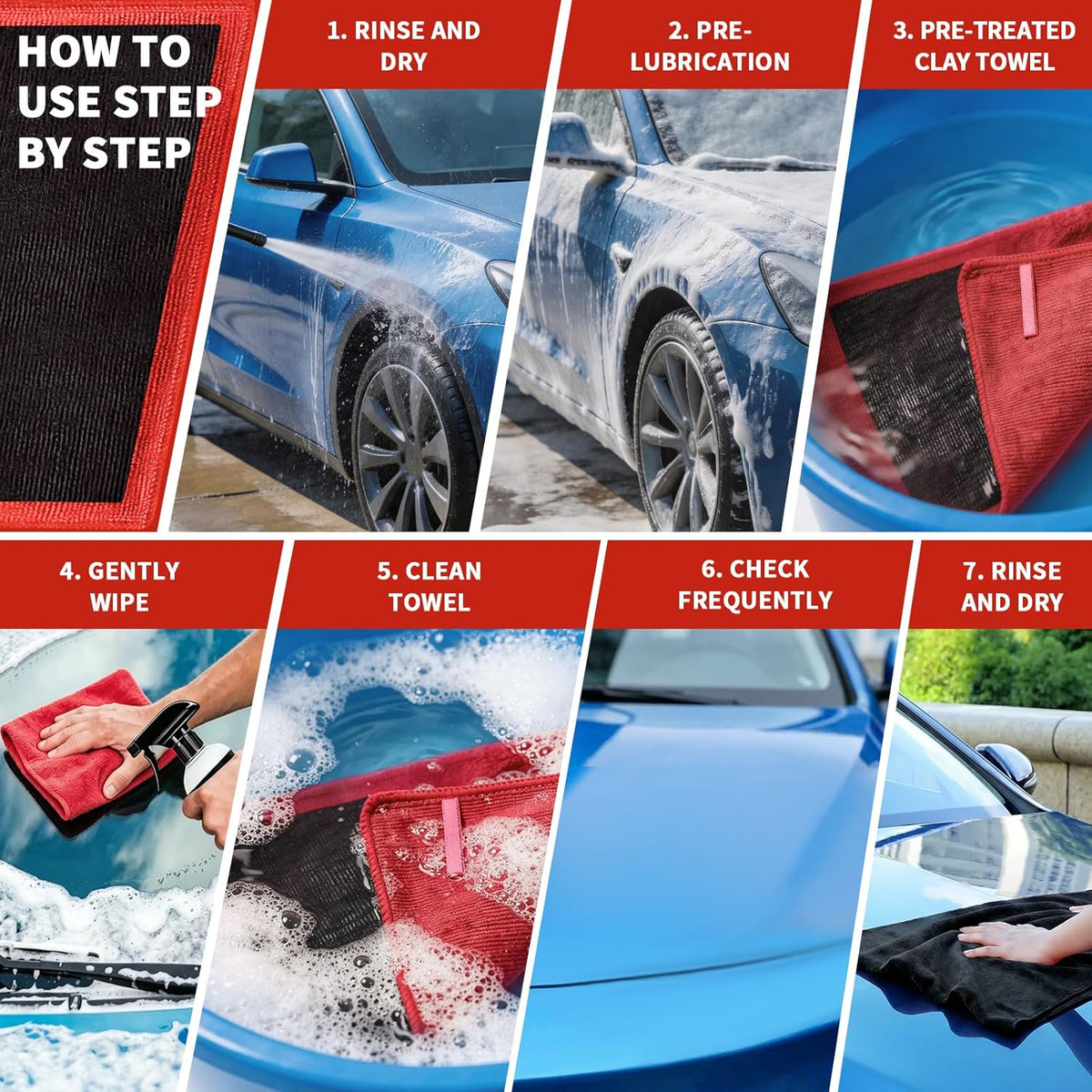 Clay Towel 2 Pack Auto Detailing - Fine Grade Microfiber Car Chamois Towel - DIY Detail Clay Bar Alternative