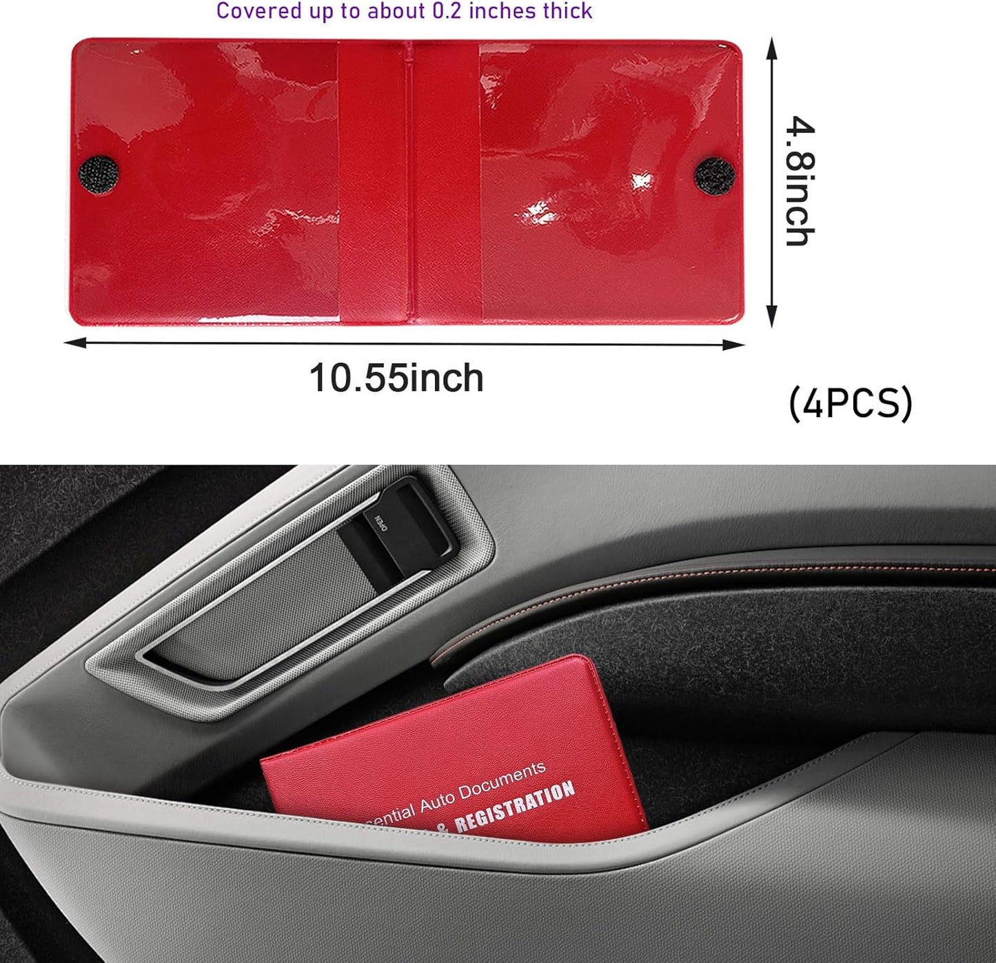 4 PCS Car Registration and Insurance Holder, Vehicle Glove Box Organizers with Closure for License Document, Auto Essential Paperwork Wallet Case Holder, Car Accessories (Black, Car Logo)