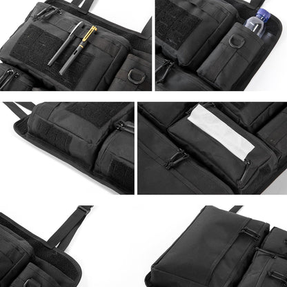 6 Pack Tactical Molle Car Seat Back Organizer - Tactical Vehicle Panel Organizer with 5 Detachable Molle Pouch,US Flag Patch and Keychain,Great Trunk Accessories for Man