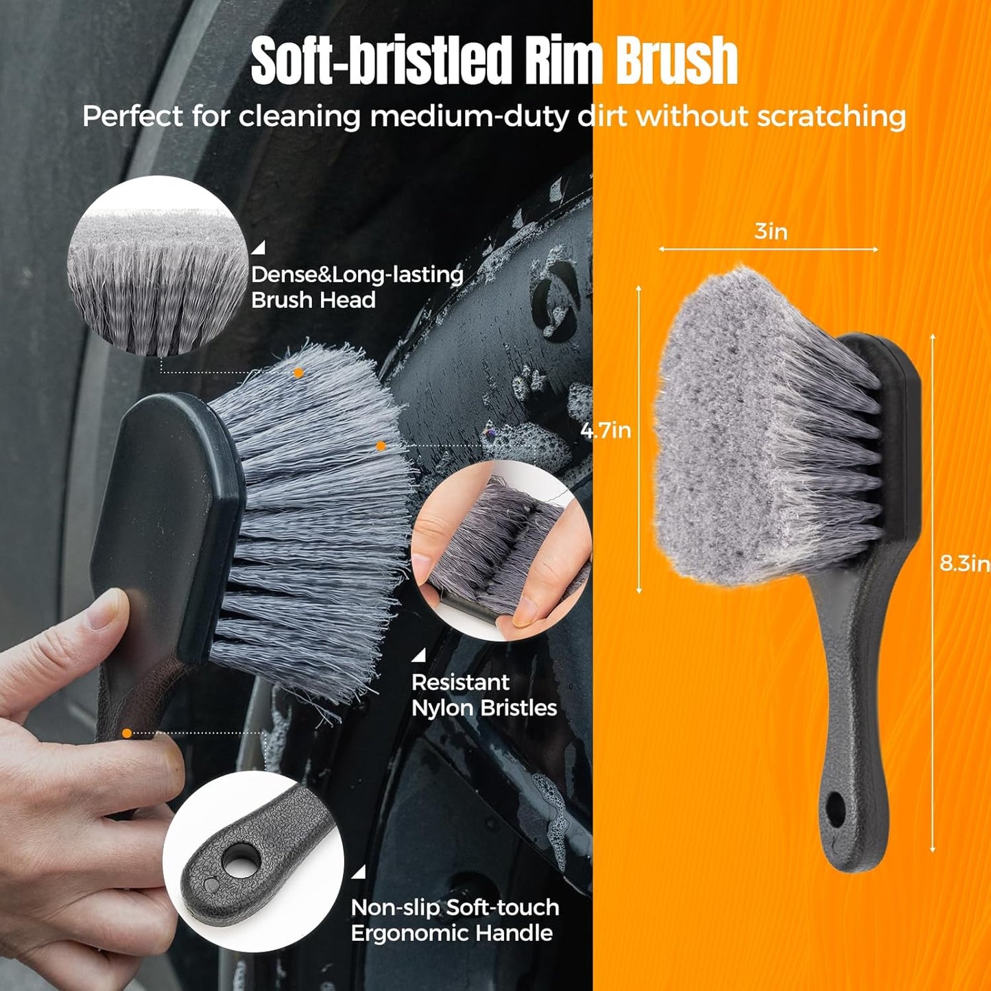 9Pcs Car Wheel Brush kit, Tire Brush, Microfiber Flat Wheel Cleaner Brush, Soft-bristled Rim Cleaner Brush, Tire Shine Applicator, Detailing Brushes, Detailing Pads, Scratch-Free Car Drying Towel