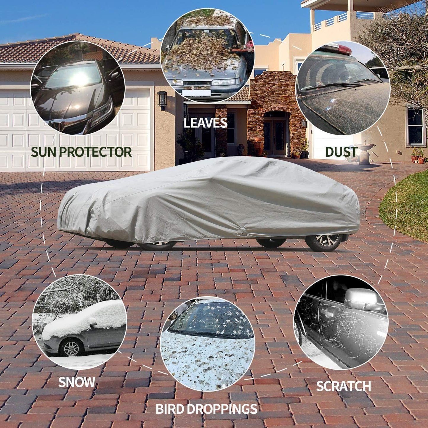 Miflon Car Cover Waterproof Outdoor and Indoor Protection (Size 5)