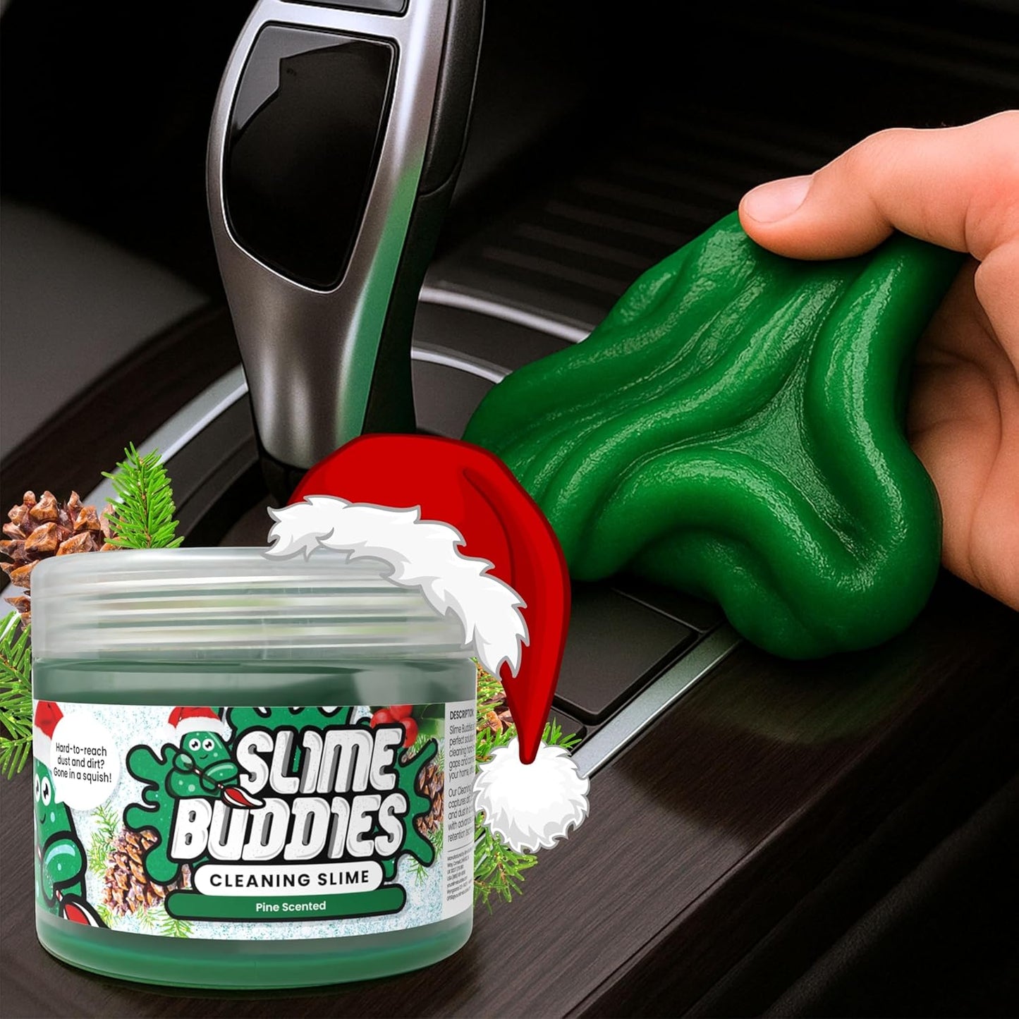 Slime Buddies Car Cleaning Gel Putty - Strawberry Scented Interior Detailing Tool for Cup Holders, Air Vents & Keyboard - Reusable Auto Detailing Accessories - Dust Remover Goop - Gifts for Men Women