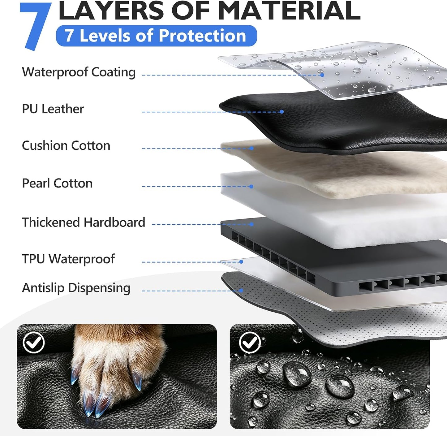 Back Seat Extender for Dogs-Large Space, Dog Car Seat Cover Hard Bottom Holds 420lbs, Sturdy Backseat Extender for Dogs,Upgraded Waterproof Pet Car Bed Dog Hammock for Car, SUV,Truck, Black