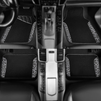 CAR PASS Waterproof Universal Car Floor Mats, Leopard Print Car Mats Fit for SUV,Vans,sedans, Trucks,Set of 4pcs Car Carpet with Driver Heel Pad and Nibs Backing, Leopard Car Accessories Gray Leopard