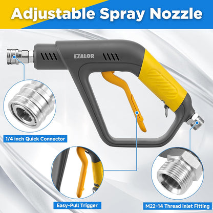 Pressure Washer Foam Cannon Gun Kit with Dual Connector Accessory, Foam Blaster for Car Washing, Double Tip Attachment & 5 Nozzle Tips, 1/4" Quick Connect, 4000 PSI