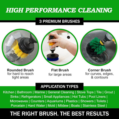 Drillbrush Car Detailing Kit | Drill Brush Set – Soft Bristle Power Scrubber Attachments for Cleaning Car Interior, Upholstery, Carpet, Seats, Wheels, Rims, Dash, Console, and Trim - Nylon Scrub Brush