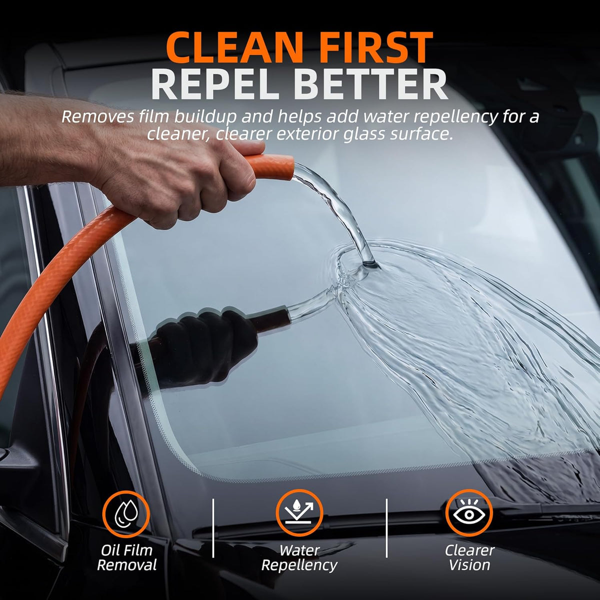Windshield Glass Coating Kit, 100g Glass Prep Cleaner + 100ml Rain Repellent Spray, Hydrophobic Water Beading Protection, Removes Light Oil Film and Road Grime