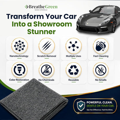 FREEZE2TRIM Breathe Green Nano Sparkle Cloth Car Scratch Remover, Advanced Nanotechnology, Nanosparkle Cloth for Car Scratches Reusable Repair and Buffer Safe for All Cars and Colors