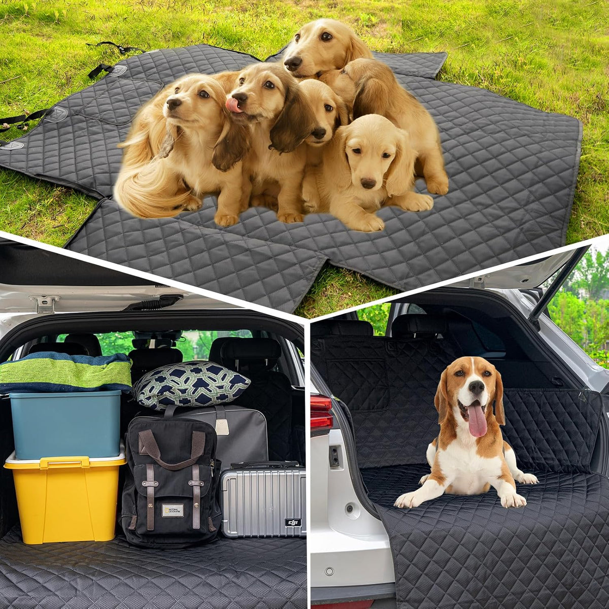 SUV Cargo Liner for Dog Car Seat Cover for Pets Waterproof Cargo Cover Dog Seat Mat for SUVs Sedans Vans with Bumper Flap Protector, Non-Slip, Black 70"x40"