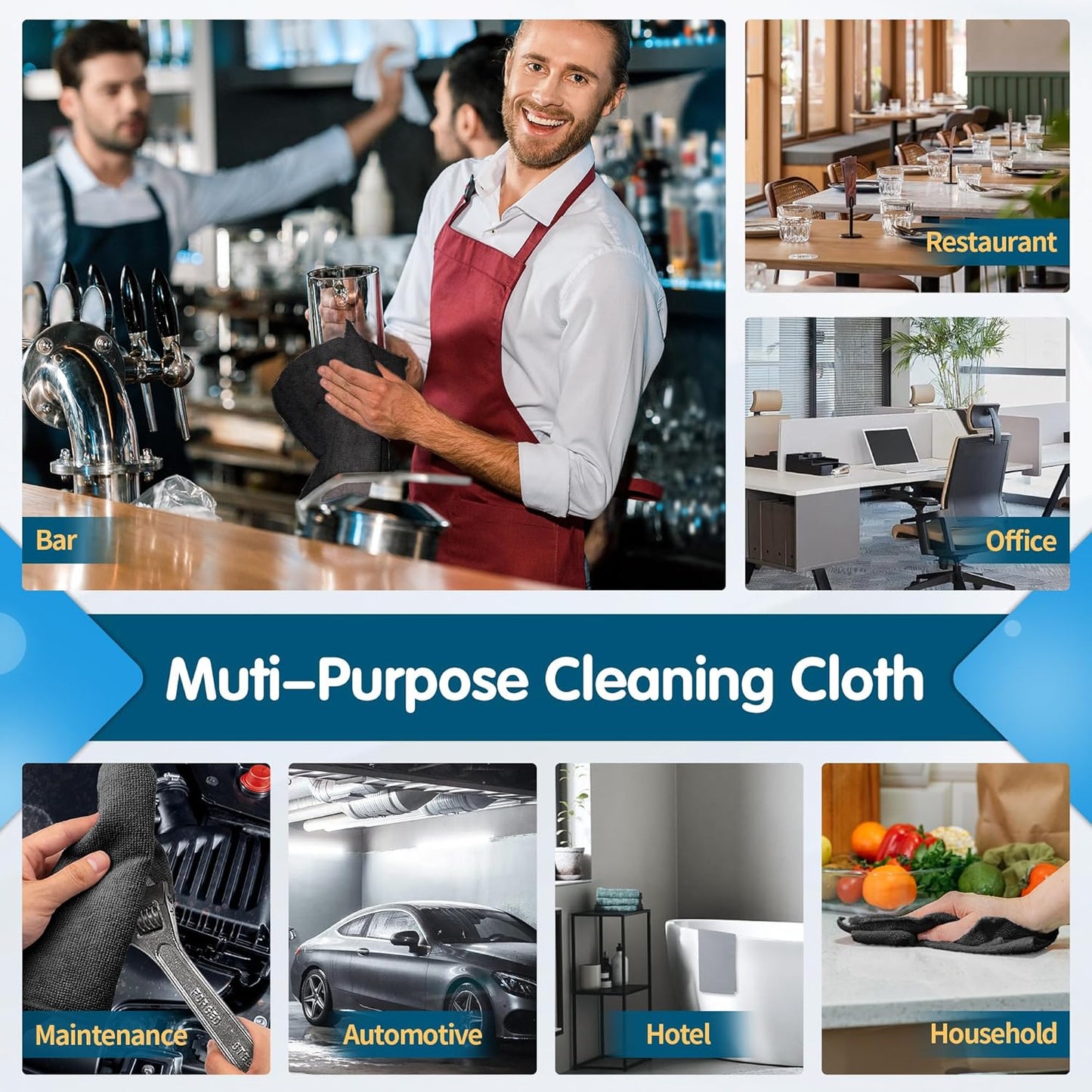 FIXSMITH Microfiber Cleaning Cloth - Pack of 50, Microfiber Towels for Cars 16 x 12 in, Highly Absorbent Cleaning Rags, Lint-Free, Streak-Free Cleaning Cloths for Car Kitchen Home Office