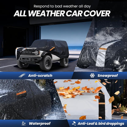 Large SUV Car Cover for Chevy Suburban 100% Waterproof All Weather, Heavy Duty Outdoor Full Exterior Covers Rain Sun Wind UV Protection. - Colors A