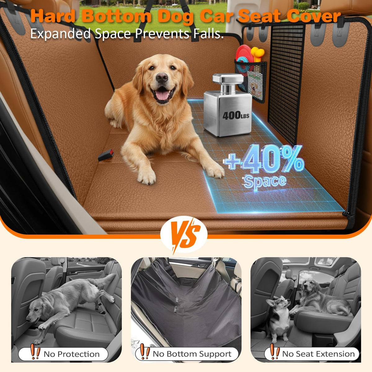 URPOWER Dog Car Seat Cover for Pets 100% Waterproof Seat Cover Hammock 600D Heavy Duty Scratch Proof Nonslip Durable Soft Back Seat Covers for Cars and SUVs
