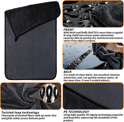 6PCS Microfiber Towels for Cars 36x25 Inch Microfiber Cleaning Cloths Bulk Soft Car Detailng Towel Cloths 450 GSM Detailing Buffing Quick Drying Towel Polishing Waxing Auto Detailing Towel Cloth