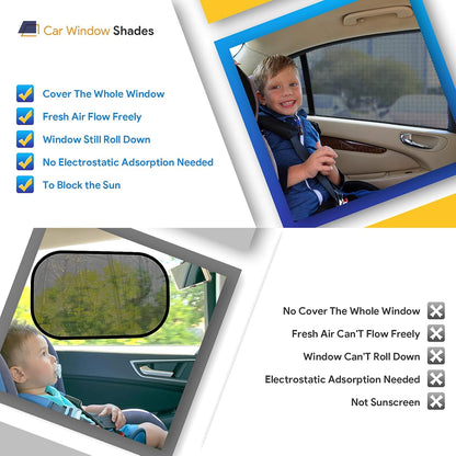 Car Window Shades, 2 Pack Breathable Mesh Car Side Back Window Sun Shades, Stretchy Window Screen for Baby Family Pet UV Protection, Window Covers Fit for Most(95%) of Cars - (Medium 39"x19")