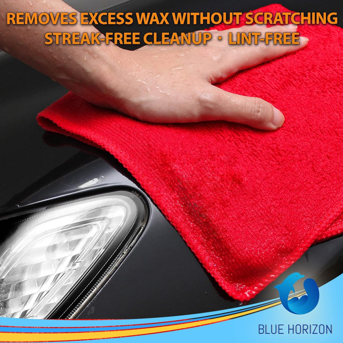 Orange Large Microfiber Cleaning Towels, 36-Pack Dual-Sided Ultra Soft Plush Washcloth, Professional Grade Premium Microfiber Detailing Cloths, Car, Household and Commercial (Orange, 16" x 16")