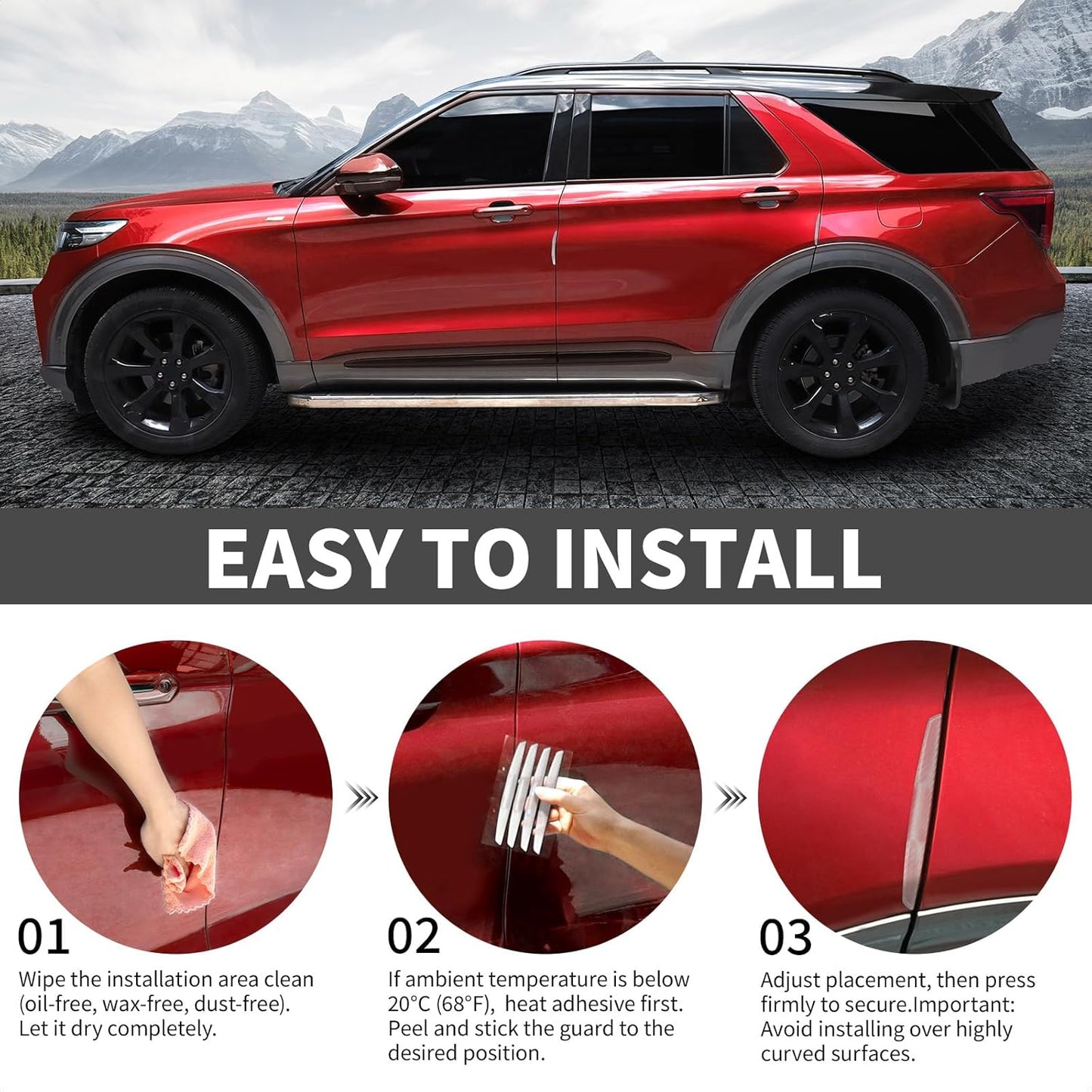 6 Inch 4Pcs 3D Carbon Fiber Texture Car Door Edge Protector Trim Strip Anti-Scratch and Anti-Collision Side Door Protectors Vehicle Exterior Accessories Sticker Black