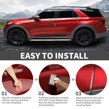 6 Inch 4Pcs 3D Carbon Fiber Texture Car Door Edge Protector Trim Strip Anti-Scratch and Anti-Collision Side Door Protectors Vehicle Exterior Accessories Sticker Black