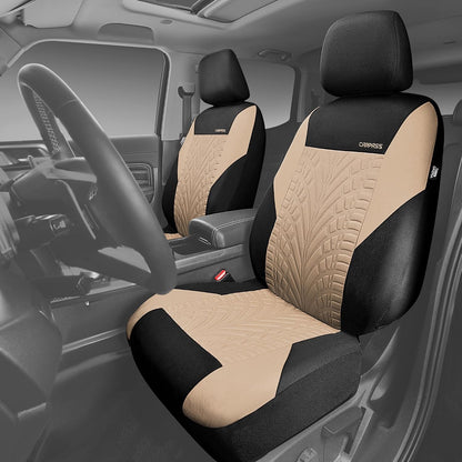 CAR PASS Car Seat Covers Full Sets, Front & Split Rear Bench for Car, 3D Tyre Embossed Automotive Interior Covers, Airbag Compatible, Quick Setup Universal Fit Seat Covers for Car, SUV(Charcoal)