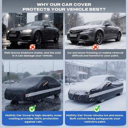 10 Layers Car Cover Custom Fit for Mercedes Benz C Class C250 C300 C43 C63 (1993-2026), Waterproof All Weather for Automobiles, Outdoor Full Cover Sun Dust Rain Protection with Cotton. Black - Colors B