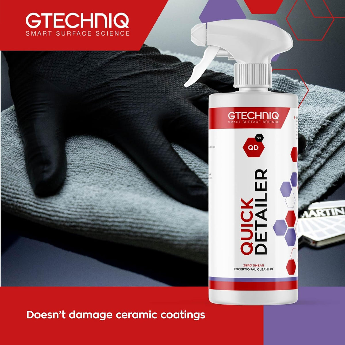 Gtechniq Quick Detailer Spray Car Polish, 8.45 fl oz | Removes Fingerprints and Watermarks, Enhances Protection and Shine, Easy to Apply and Long-Lasting Results