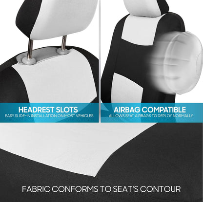 BDK PolyPro Car Seat Covers Full Set in Charcoal on Black – Front and Rear Split Bench for Cars, Easy to Install Cover Set, Accessories Auto Trucks Van SUV