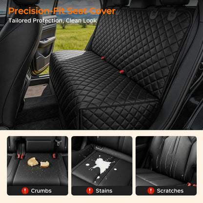 URPOWER Dog Car Seat Cover for Back Seat - Waterproof Non-Slip Car Seat Protector for Dogs Pet, Scratchproof Back Bench Seat Covers for Mid-Size Cars, Mid-Size SUVs, Black