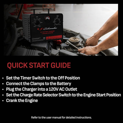 Schumacher Electric 6V/12V Time Controlled Battery Charger & Engine Starter - Precision Controlled Charger with 135-minute Timer & Overload Protection - 250 Cranking Amps & 3 Boost Modes - SC1667