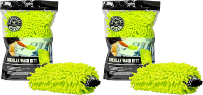 Chemical Guys Chenille Premium Scratch-Free Microfiber Wash Mitt for Car Washing - Lime Green, Ultra-Soft Car Wash Glove, Swirl-Free Finish, Safe for Trucks, SUVs, Motorcycles, and More
