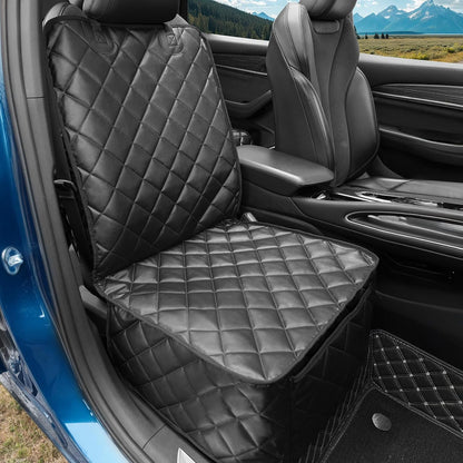 Dog Car Seat Cover for Back Seat, Waterproof Back Seat Covers for Dogs, PU Leather Nonslip Bench Dog Seat Cover Universal Fit Most Vehicles,SUVs,Small Trucks（Black,Standard）