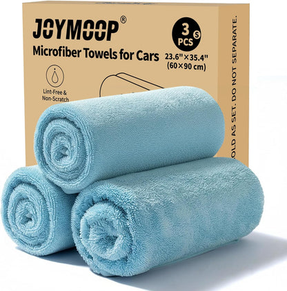 JOYMOOP Microfiber Towels for Cars, 2 Pack 35.4" x 23.6" Car Drying Towel, Dark Gray Reusable Car Towel, Quick Drying Car Microfiber Cleaning Cloth for RVs, SUVs, Trucks